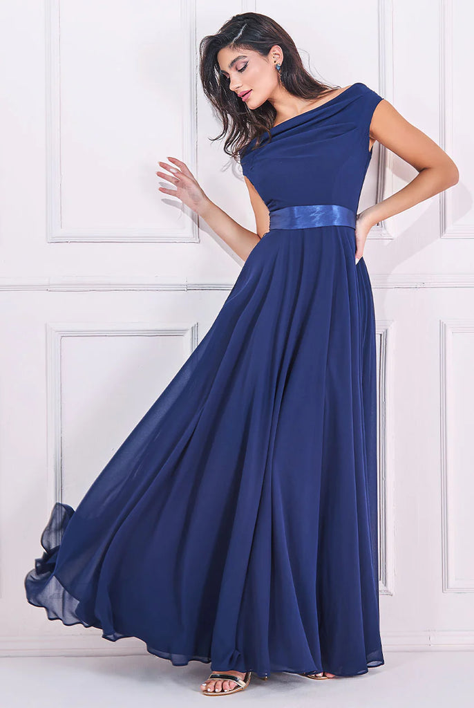 Goddiva COWL NECK CHIFFON MAXI DRESS – Tradegala