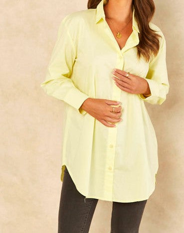 LOOSE FIT FULL SLEEVE SHIRT - YELLOW - COTTON Signage