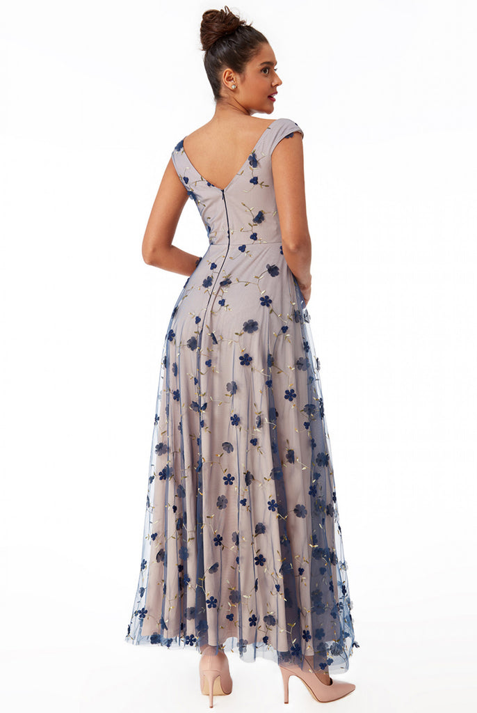 goddiva embroidered mesh maxi dress product info and reviews Goddiva Embroidered Lace Scalloped Edge Maxi Dress