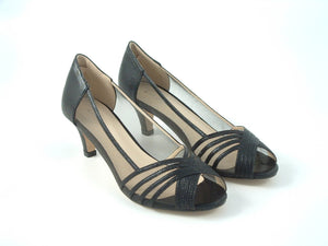Glitz Shoes Metallic Mesh Peep Toe Sling Back Court Shoe Glitz Shoes