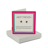 Coral And Mint Best Friends Card - Enamel Blue Star Studs
