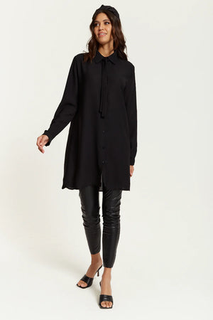 Oversized Tie Detailed Shirt Tunic Hoxton Gal