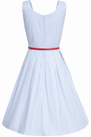 Amanda Luxury Blue Stripe Dress Dolly and Dotty
