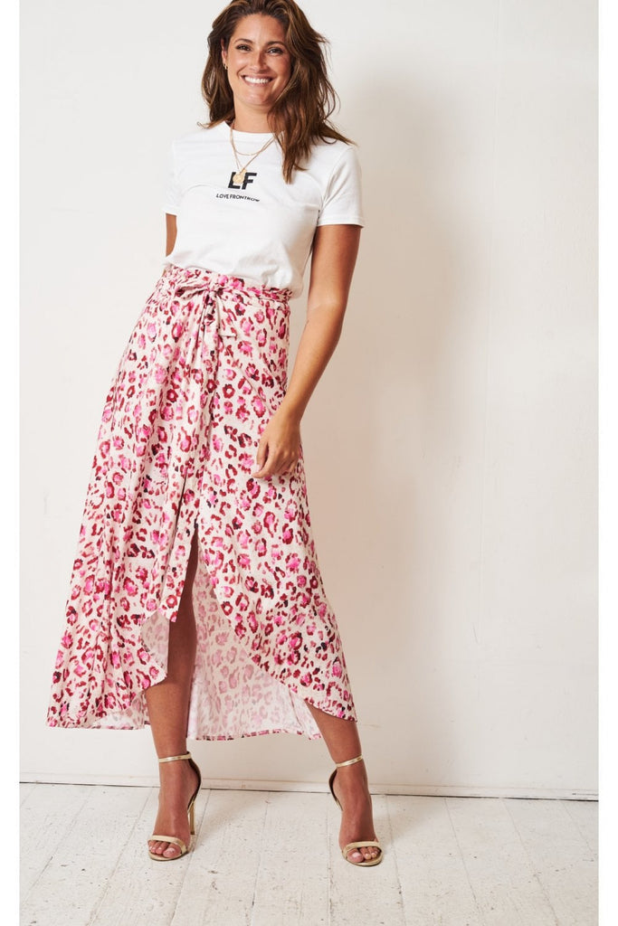 Pink leopard print maxi skirt Clearance