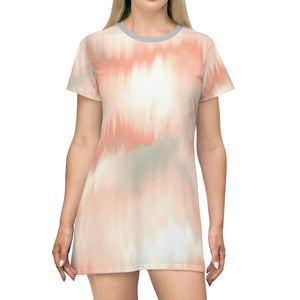 Tie Dye Mud Colour Print T-Shirt Dress Bynelo