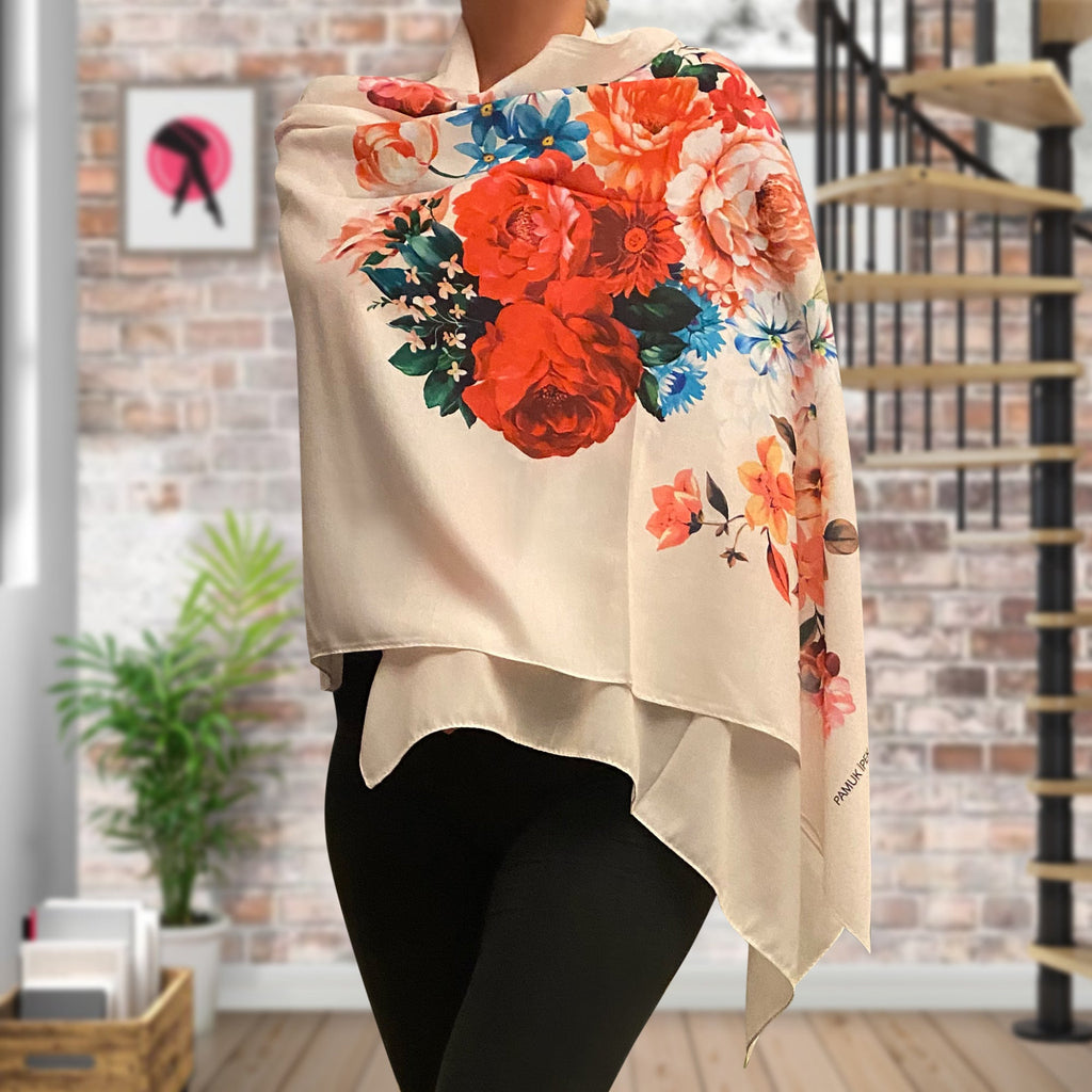 Flower Patterned Shawls Fashion Tight