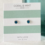 Coral And Mint Petrol Blue Enamel Studs