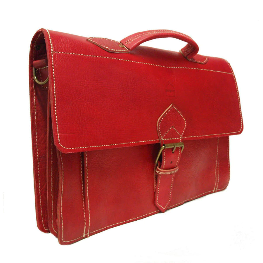 The Casablanca Leather Satchel - Red Berber Leather