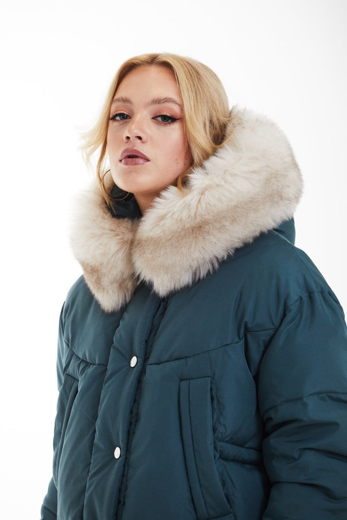 Teal Oversized Dip Back Puffer Double Second