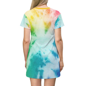 Tie Dye Rainbow Print T-Shirt Dress Bynelo