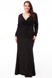 Goddiva Plus Size Velvet Stripe Maxi Dress