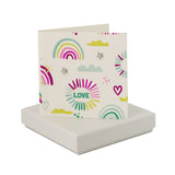 Coral And Mint Rainbow And Clouds Card - Star Studs