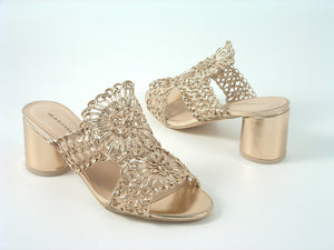 Glitz Shoes Sabatine Interweave Mesh Peep Toe Mid Heel Sandal Glitz Shoes