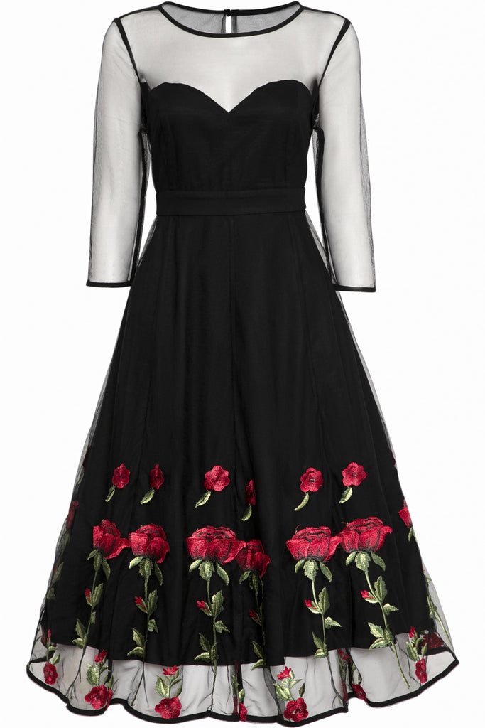Dolly & Dotty Ruby Black Luxury Embroidered Roses Dress Tradegala Dolly & Dotty Ruby Black Luxury Embroidered Roses Dress Tradegala