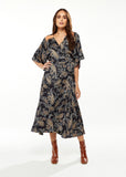 Liquorish Floral Print Wrap Dress With Lace Detail