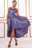 Goddiva Foil Print Sleeveless High Low Midi Dress