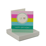 Coral And Mint Happy Birthday Circle Card - Heart Studs