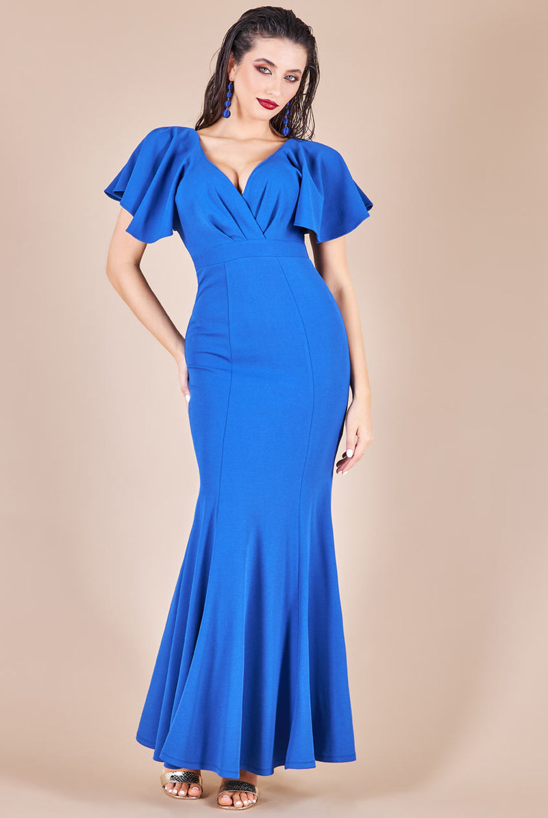 Flared Sleeve Front Wrap Maxi Dress Goddiva