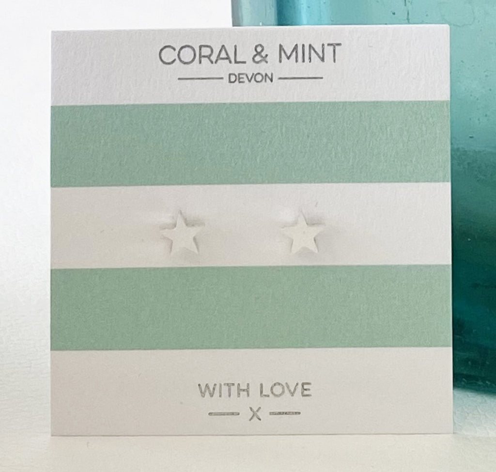Simple silver stars Coral and Mint