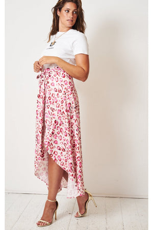 Love Frontrow Pink Leopard Print Maxi Wrap Skirt Love Frontrow