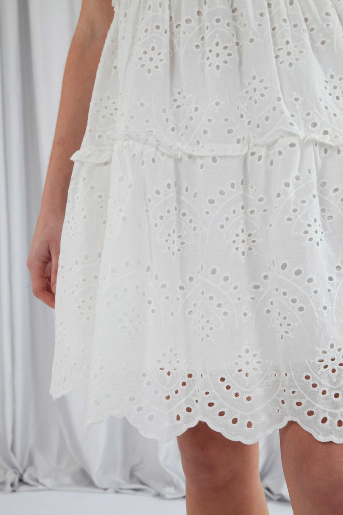 Puff Sleeve White Broderie Dress Double Second