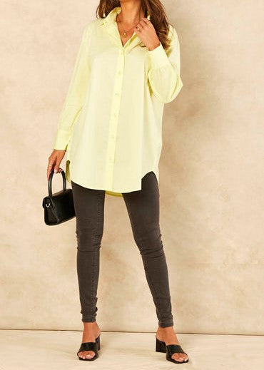 LOOSE FIT FULL SLEEVE SHIRT - YELLOW - COTTON Signage