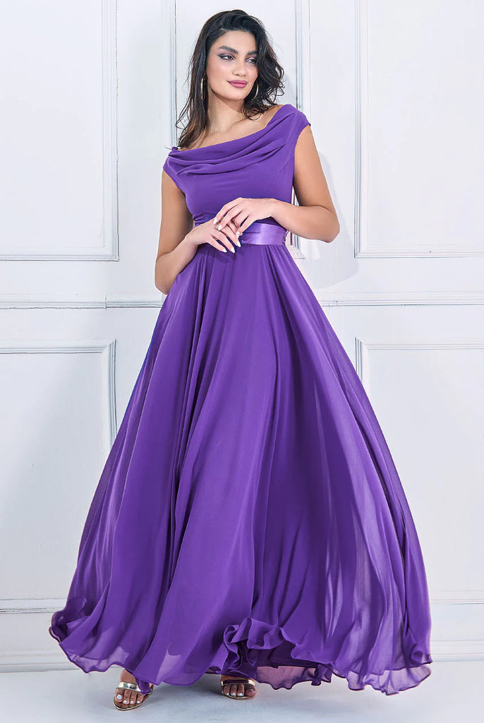 Goddiva COWL NECK CHIFFON MAXI DRESS – Tradegala