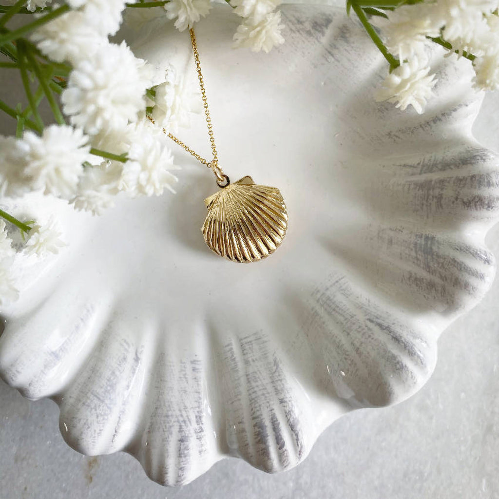 Wisteria London Clemmie Gold Clam Shell Locket Wisteria London