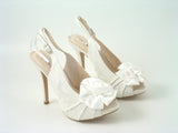 Glitz Shoes Kesha Ivory Lace Peep Toe Court Shoe