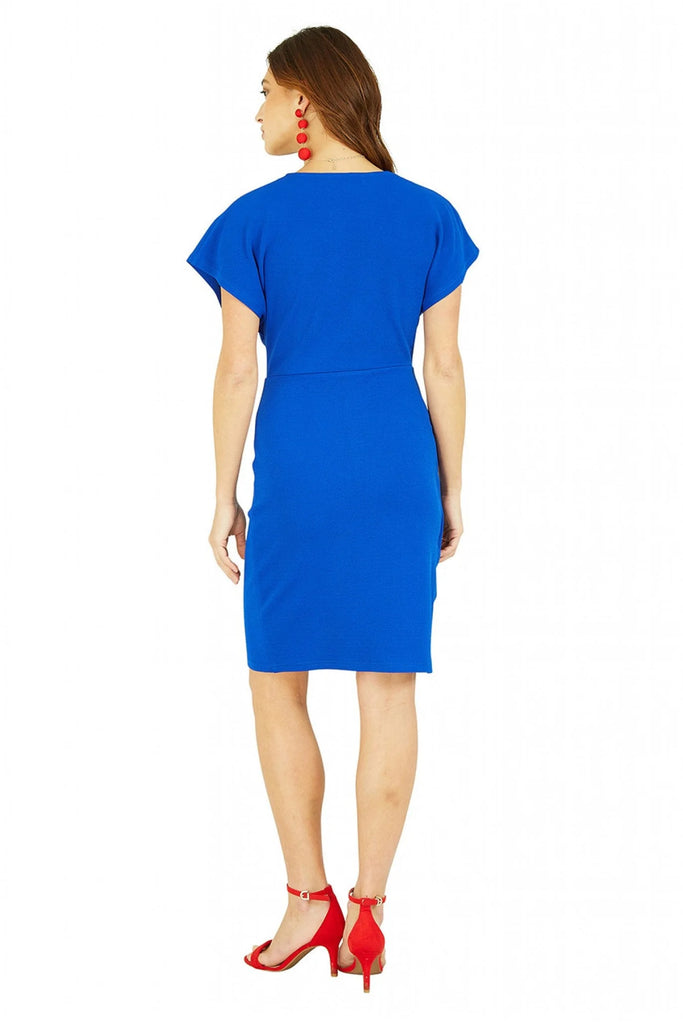 Blue Wrap Front Dress Mela London
