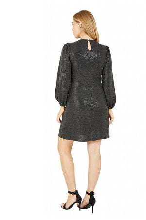 Black Sequin Long Sleeve Tunic Dress Yumi