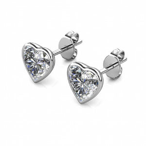 Stylacity Silver Heart Stud Earrings With Swarovski Crystals Stylacity