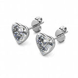 Stylacity Silver Heart Stud Earrings Swarovski Crystals