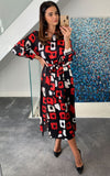 Love And Joy London Midi Shirt Dress In Red And Black Print