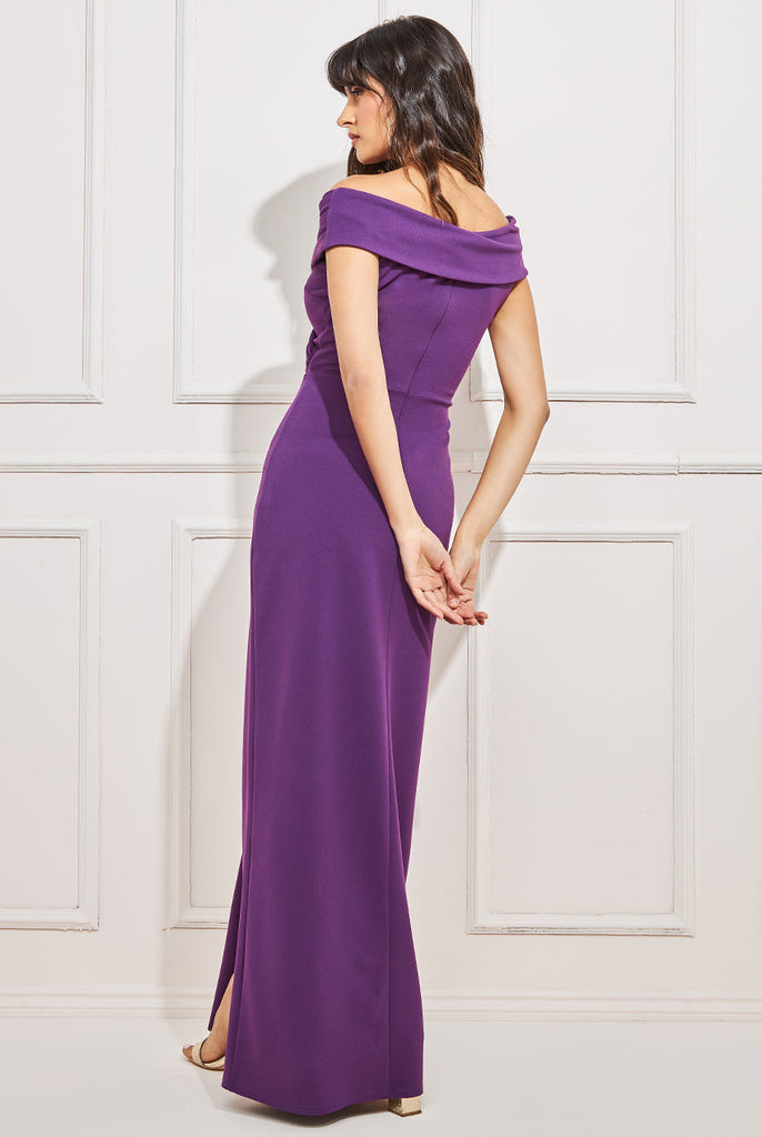 bardot wrap maxi dress Veria Wrap Mesh Maxi Dress In Burgundy