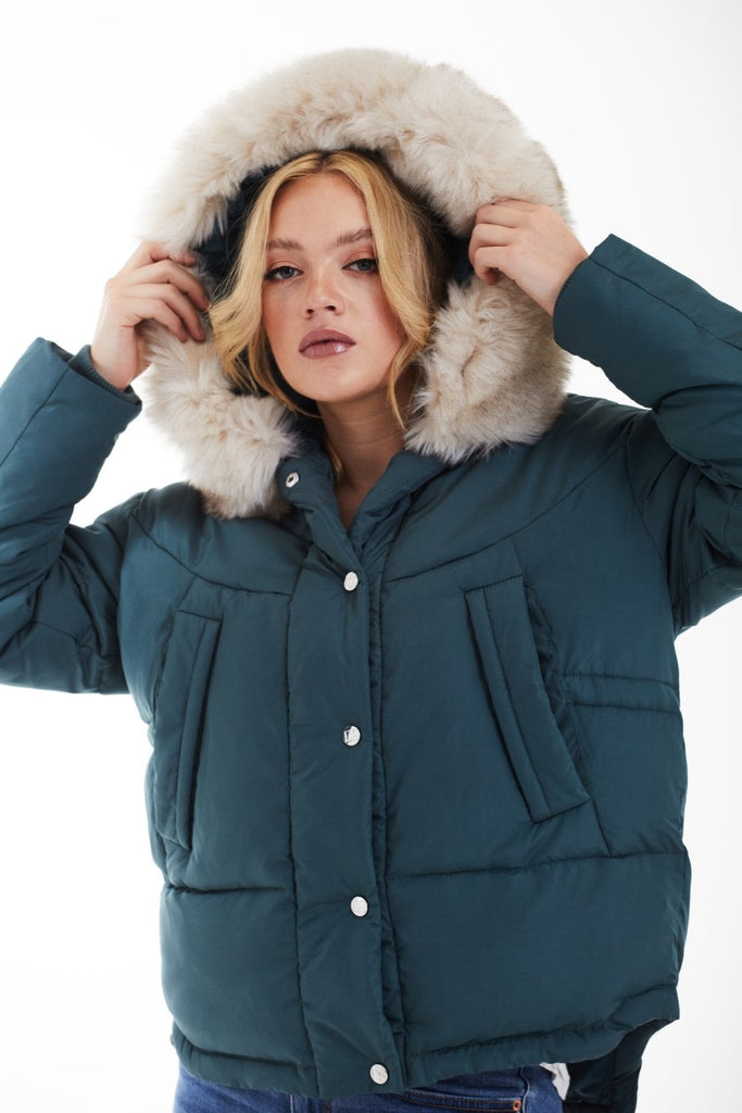 Teal Oversized Dip Back Puffer Double Second
