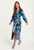Liquorish Multicolour Abstract Print Midi Wrap Dress