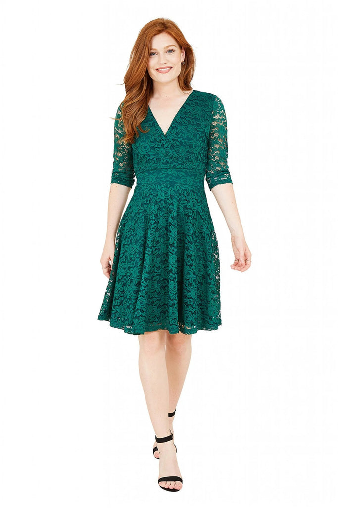 Mela London Green Lace Skater Dress Tradegala Mela London Green Lace Skater Dress Tradegala