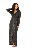 Mela London Black Sequin Wrap Maxi Dress