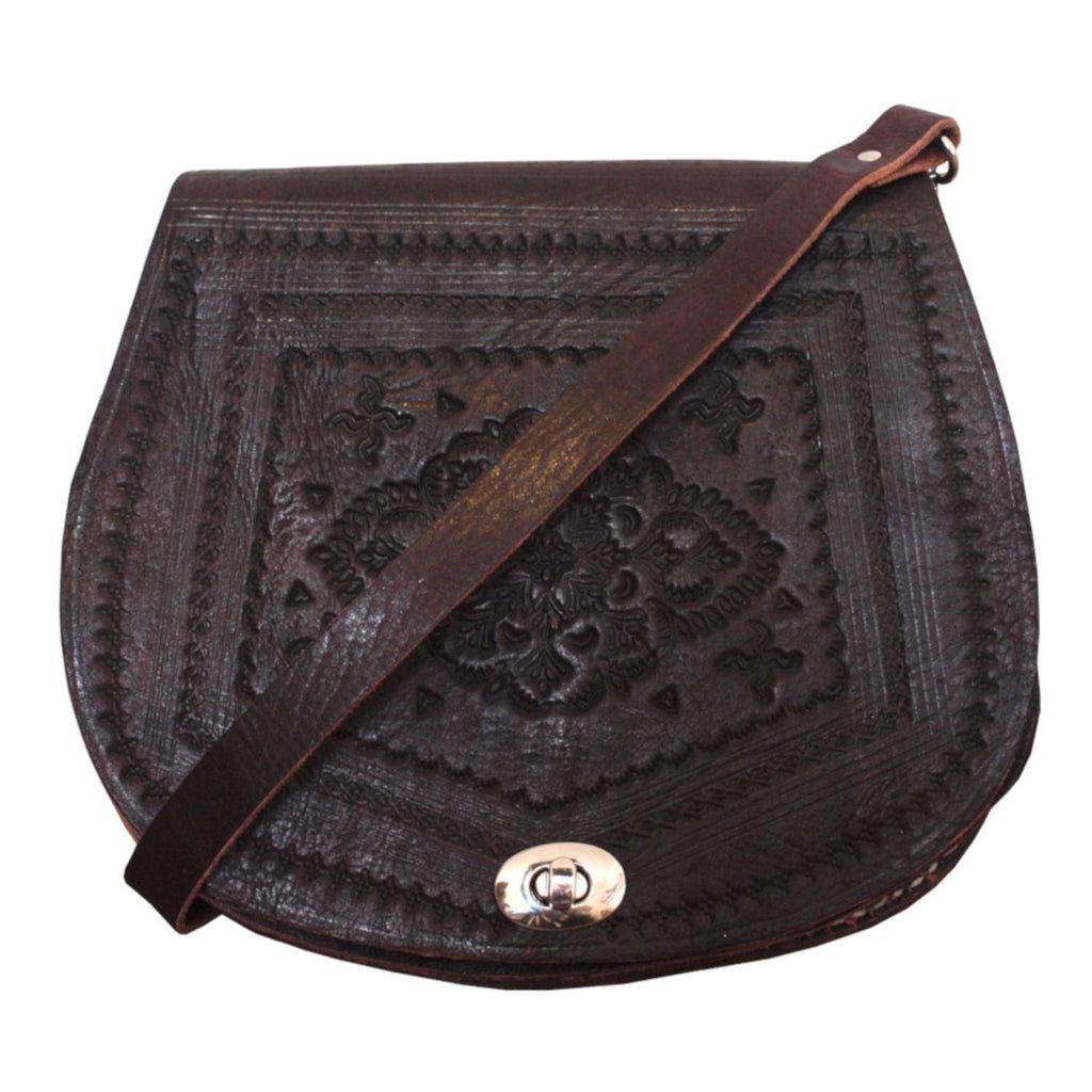 Embossed Leather Saddle Bag Berber Leather