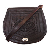 Berber Leather Embossed Leather Saddle Bag