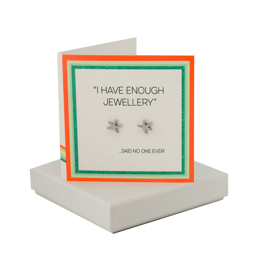 Enough Jewellery Card - Starfish Earrings Coral and Mint