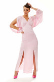 Liquorish Light Pink Maxi Dress With Sleeve Slits