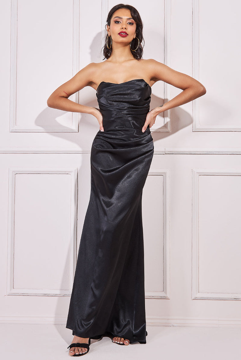 Satin Bandeau Maxi Dress Goddiva