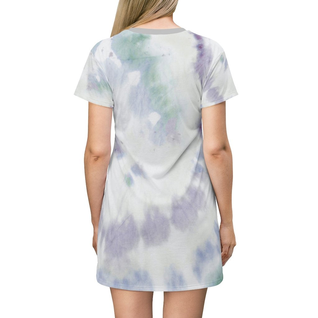 Tie Dye Grey Print T-Shirt Dress Bynelo