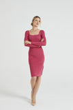 Angeleye Bodycon Ribbed Midi Dress In Pink