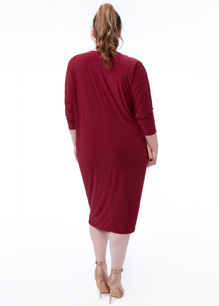 Goddiva Loose Fit Midi Dress With Asymmetric Neck Tradegala Goddiva Loose Fit Midi Dress With Asymmetric Neck Tradegala