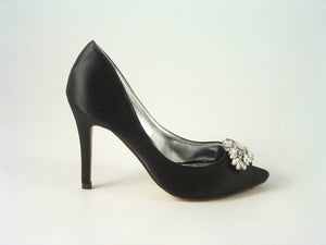 Glitz Shoes Diamante Satin Heel Peep Toe Court Shoe Sabatiné F240 Glitz Shoes