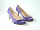 Glitz Shoes Diamante Purple Satin Mid Heel Court Shoe