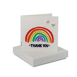 Coral And Mint Rainbow Thank You Card - Heart Studs